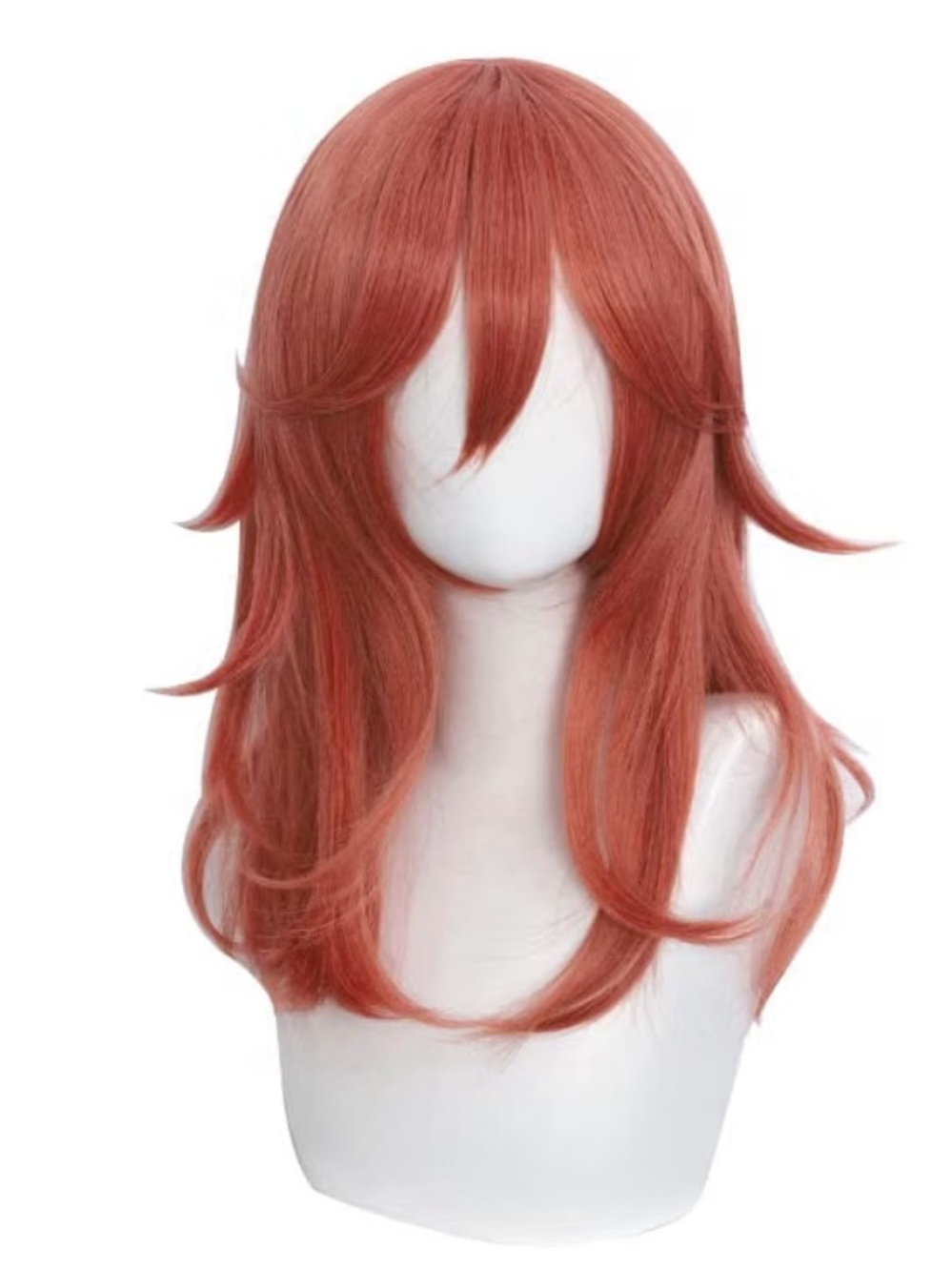 NWT Anime Cosplay Halloween Reddish-Orange 21” Long Layered Wig